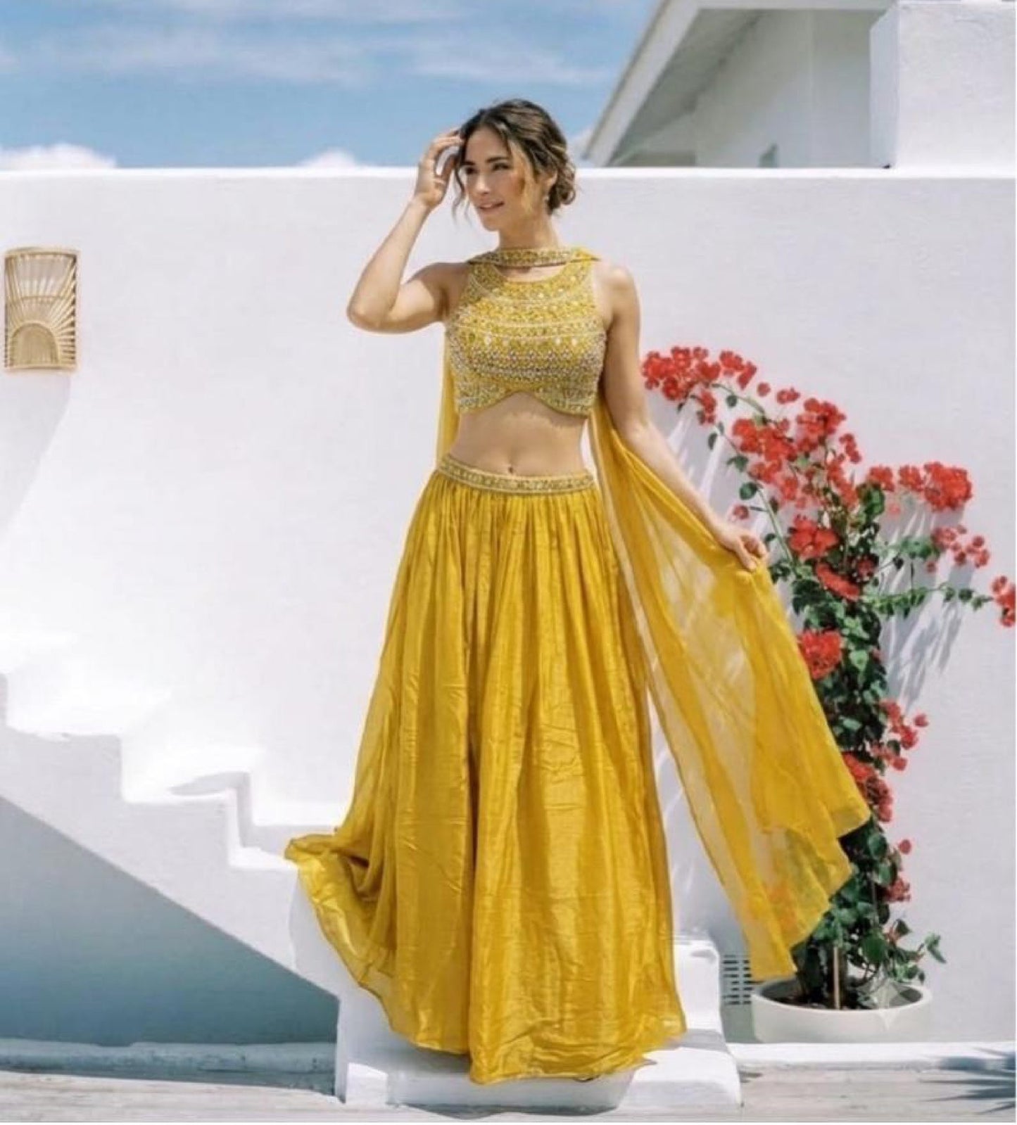 Marigold Flowy Lehenga