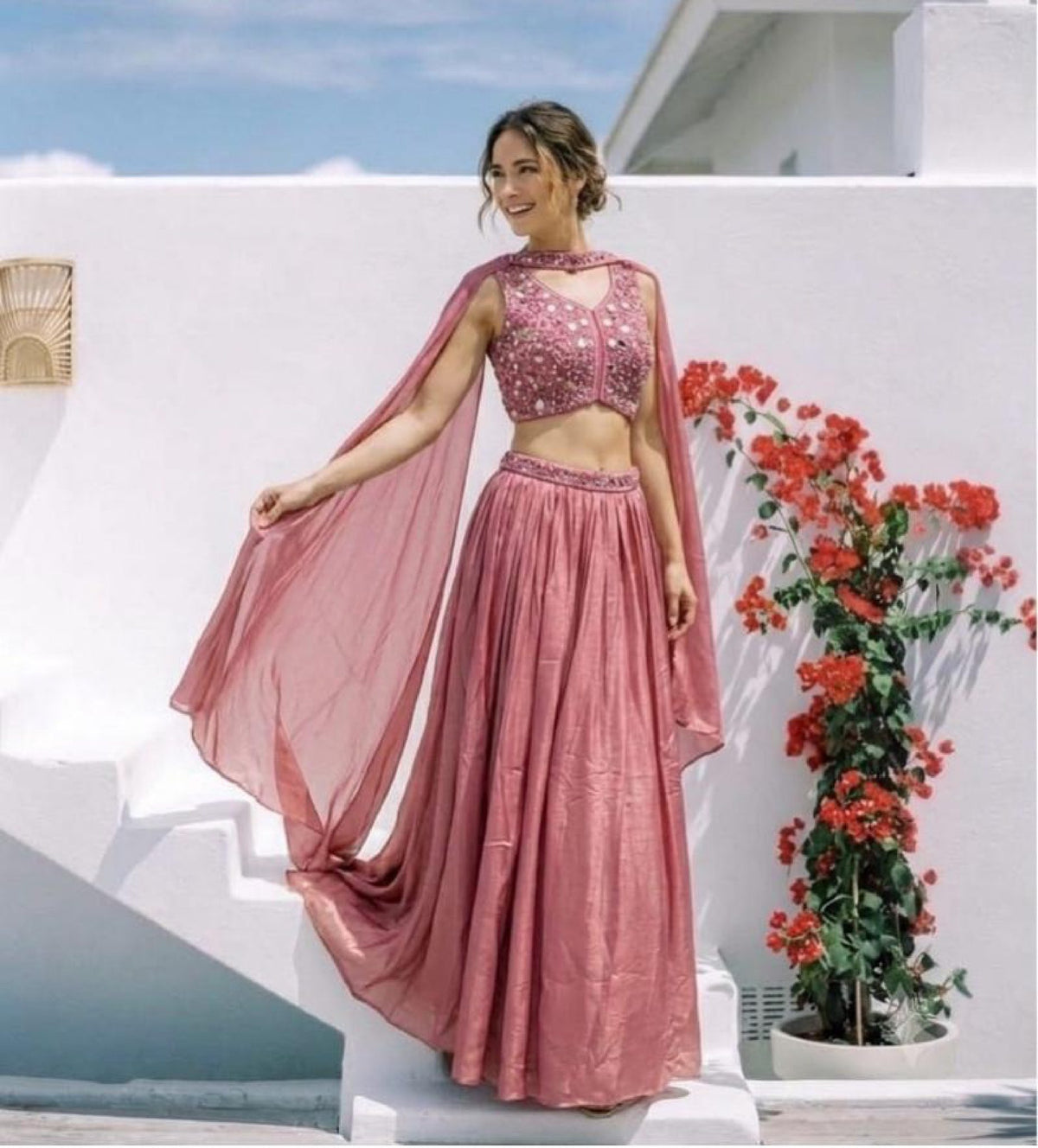 Rose Flowy Lehenga