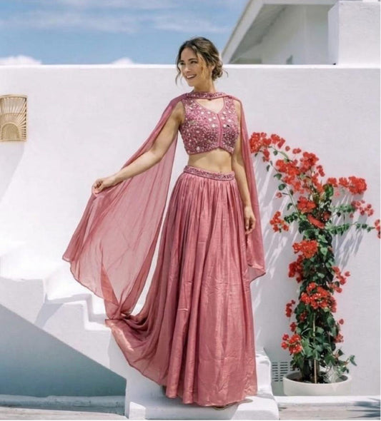 Rose Flowy Lehenga